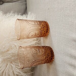 Fleur De Lis By Anthropologie Glass Tumbler Rose Pink Color Set Of 2